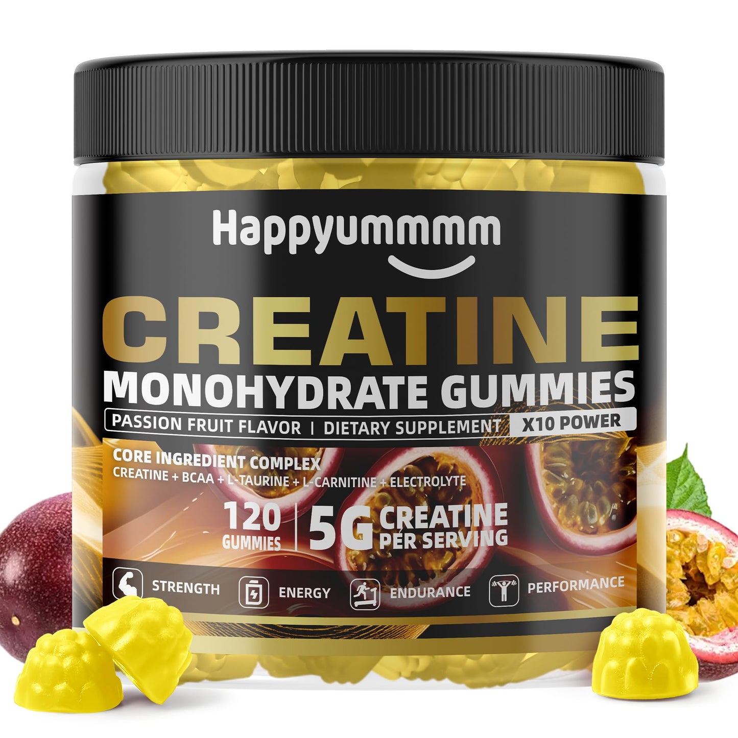 Creatine Monohydrate Gummies 5000mg for Men & Women, Chewables Creatine Monohydrate for Muscle Strength, Muscle Builder, Energy Boost, Pre-Workout Supplement(90 Count)-Strawberry.