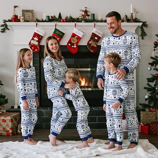 Feionusin Family Christmas Pajamas Matching Sets, Xmas Pjs Sets Holiday Sleepwear Matching Pajamas Long Sleeve Nightwear Set nirvanaguru