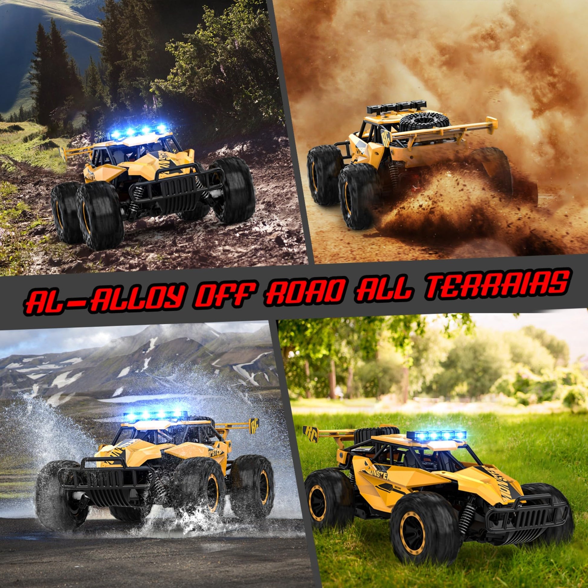 BLUEJAY Remote Control Car, 2.4GHz High Speed 33KM/H RC Cars Toys, 1:12 Monster RC Truck Off Road with LED Headlight and Rechargeable Battery Gifts for Adults Boys 8-12 Nirvana Guru