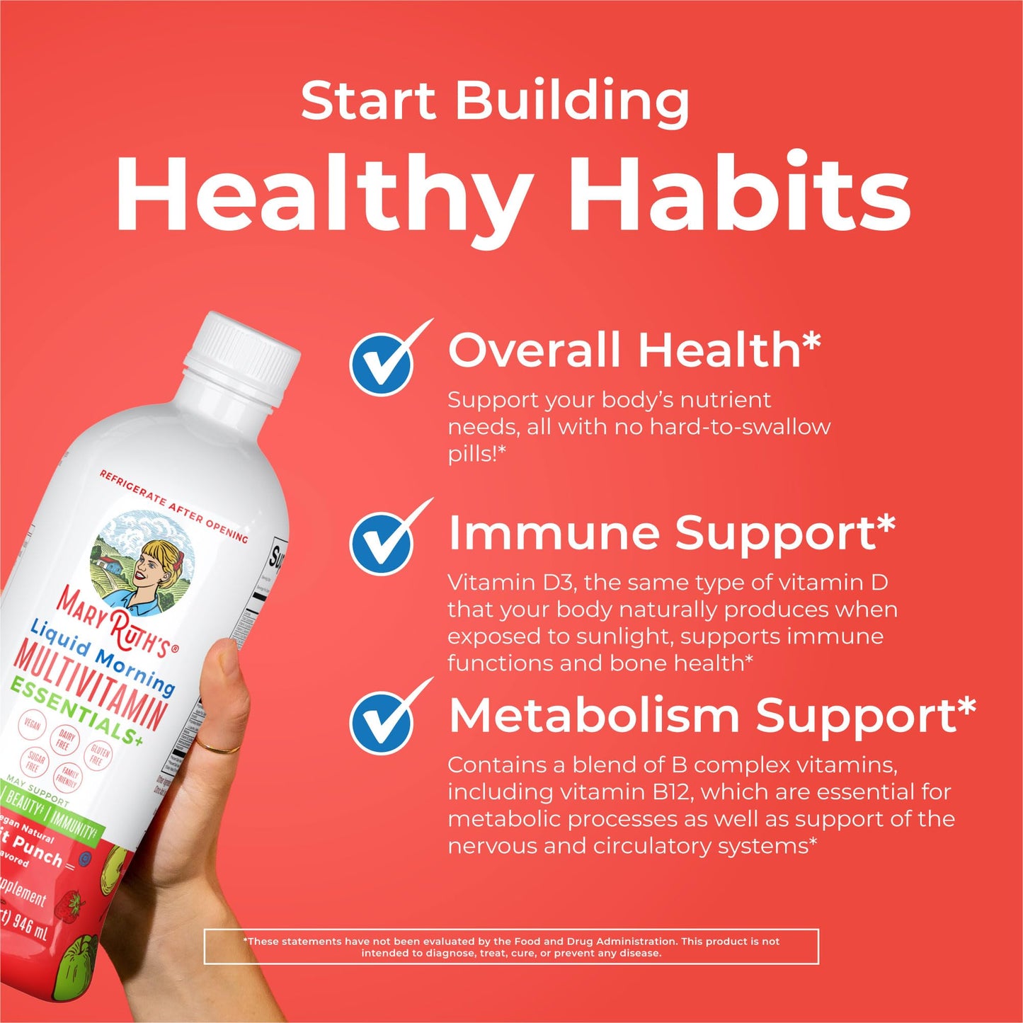 MaryRuth's Liquid Morning Multivitamin Essentials+ | Vitamin A C D E B6 B12 Biotin Zinc | Mens Womens Multivitamin | Immune Support | Beauty | Sugar Free | Vitamins for Ages 1+ | Vegan | 32 Fl Oz - Nirvana Guru