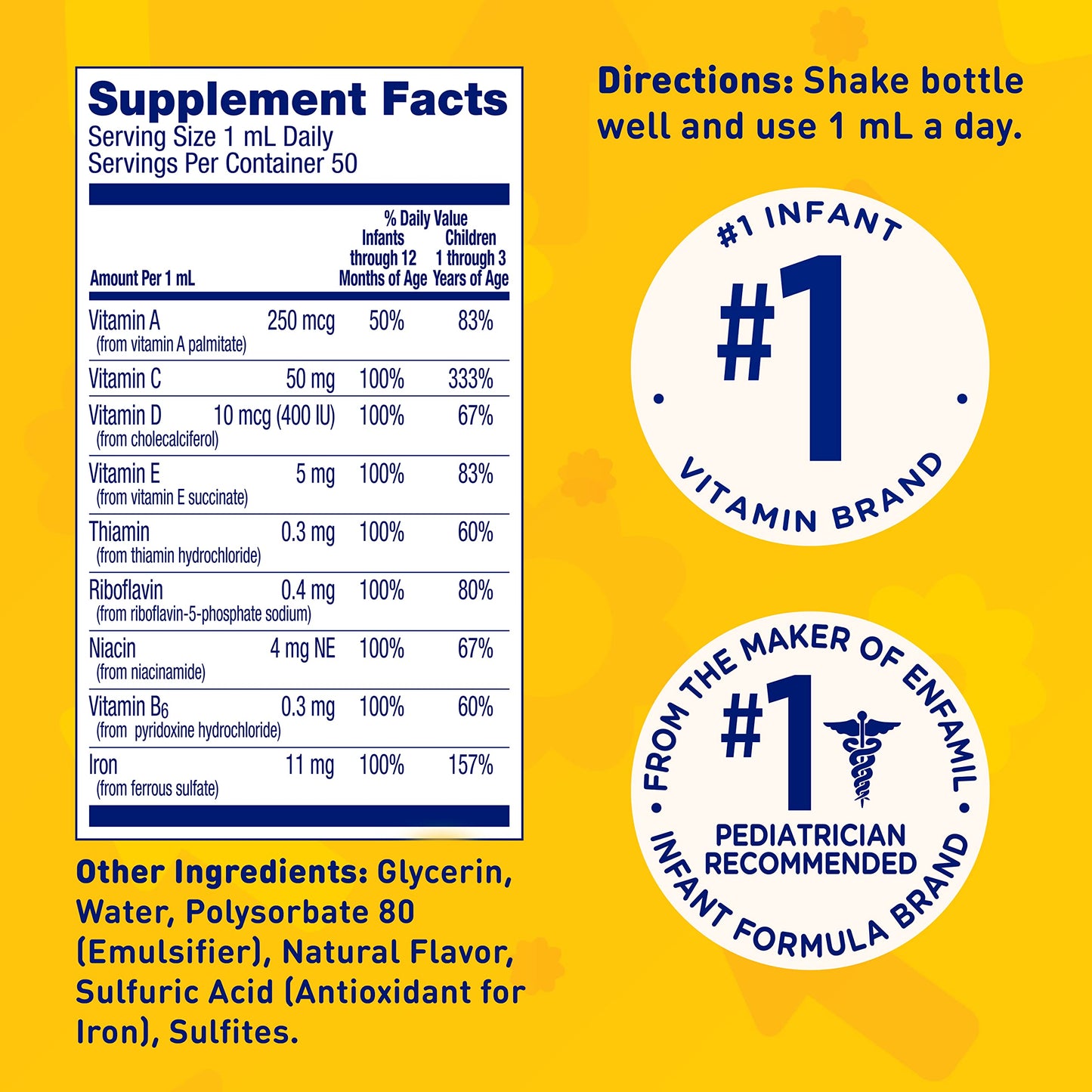 Enfamil Poly-Vi-Sol with Iron Liquid Multivitamin Drops, Supports Growth & Development*, 50mL Bottle - Nirvana Guru