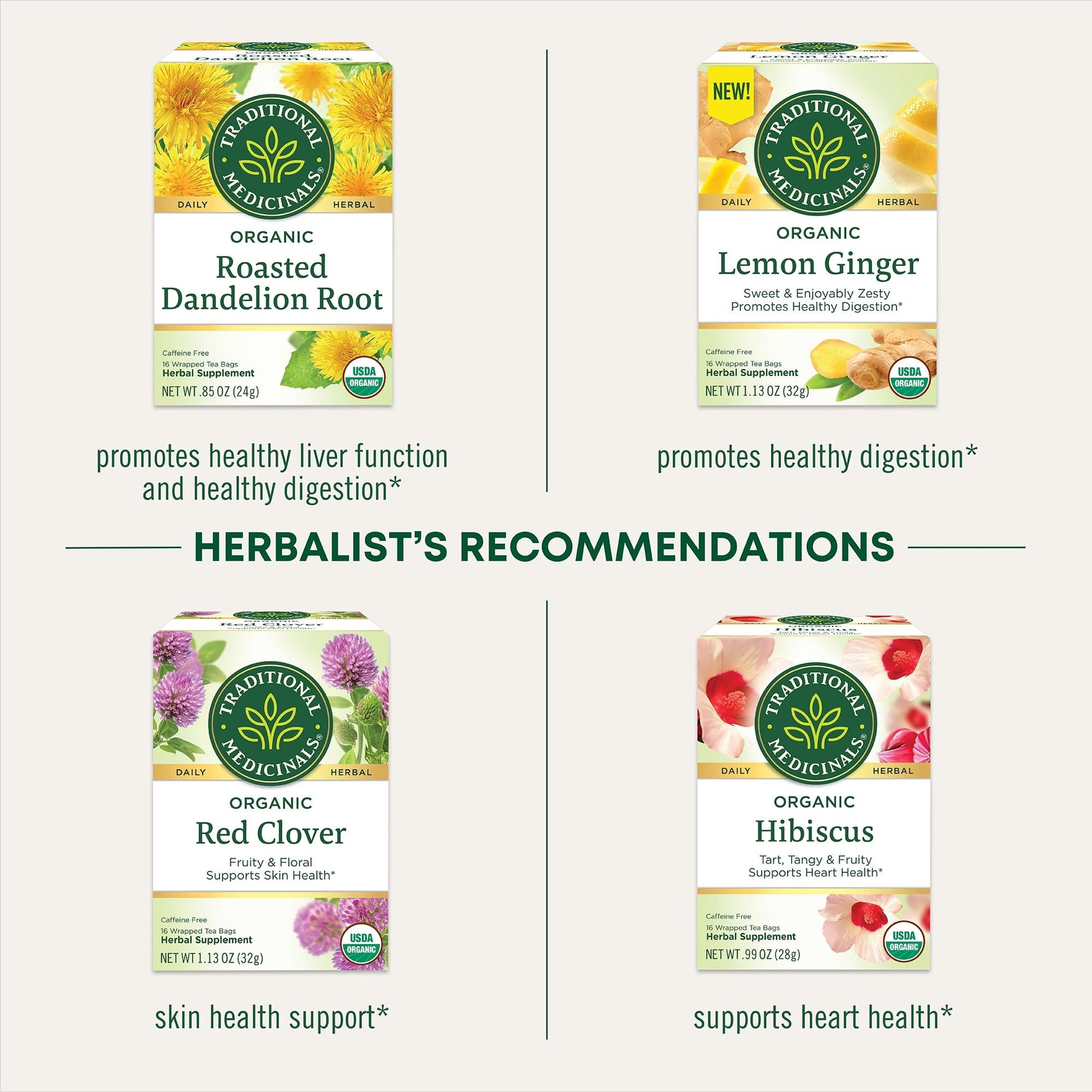 Traditional Medicinals Tea, Organic Roasted Dandelion Root, Supports Kidney Function & Healthy Digestion, 96 Tea Bags (6 Pack) - Nirvana Guru