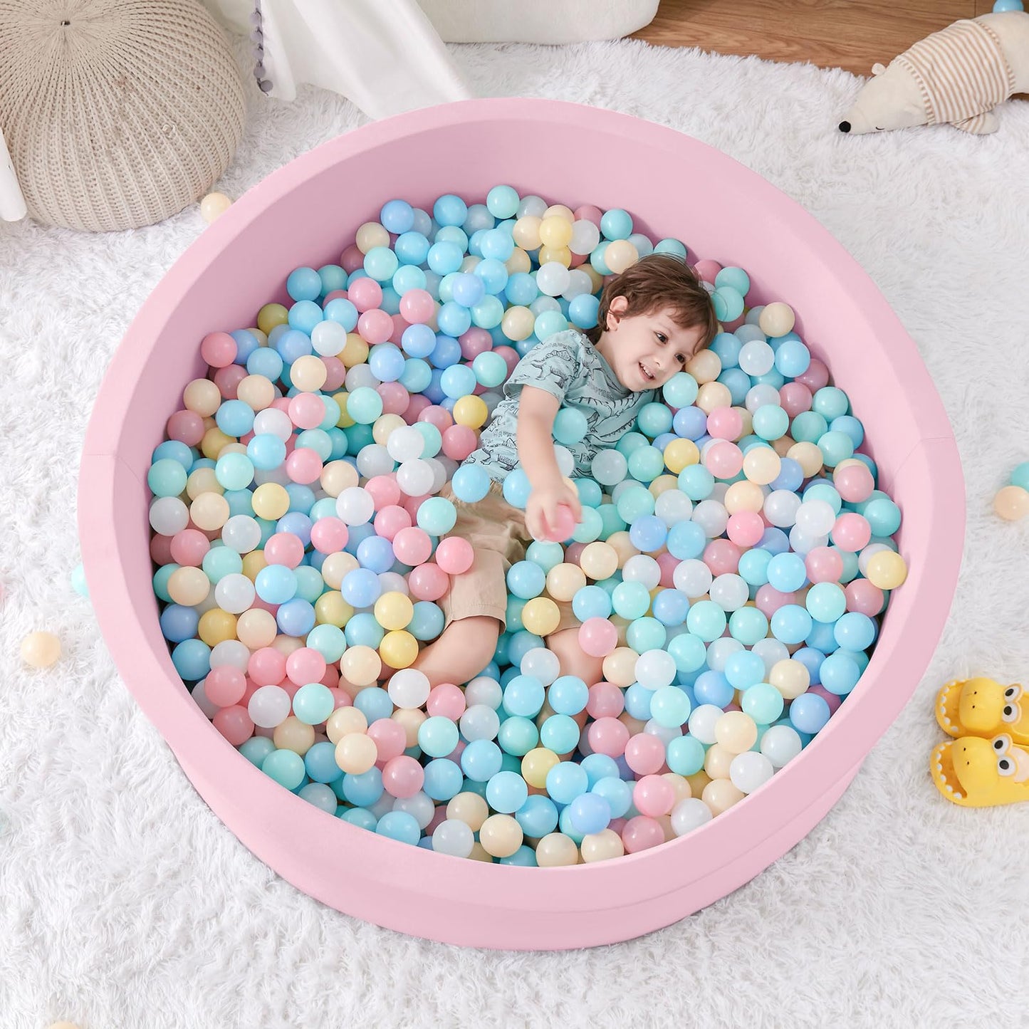 Foam Ball Pit, 35.4"x 11.8" Ball Pits for Toddlers, Soft Round Kiddie Baby Playpen Ball Pool for Kids, Ideal Gift for Babies Indoor and Outdoor Game, Grey, (Balls not Included) Nirvana Guru