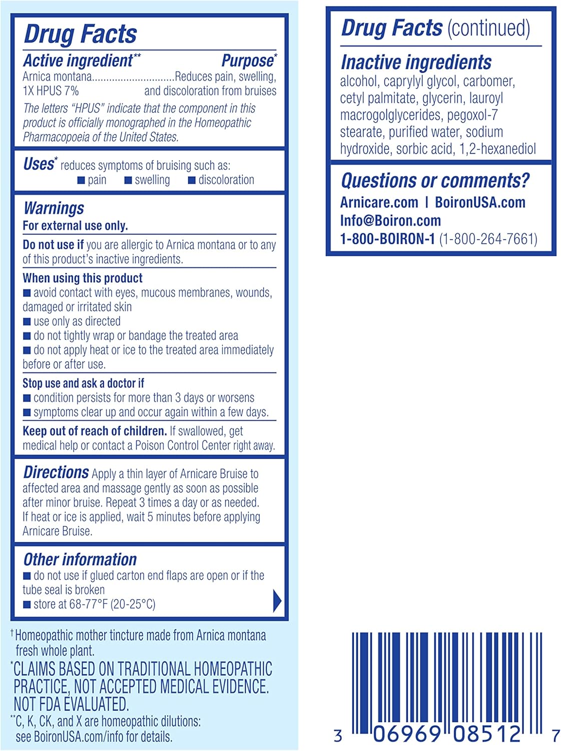 Boiron Arnicare Bruise Cream for Pain Relief from Bruising and Swelling or Discoloration from Injury - 1.4 oz - Nirvana Guru