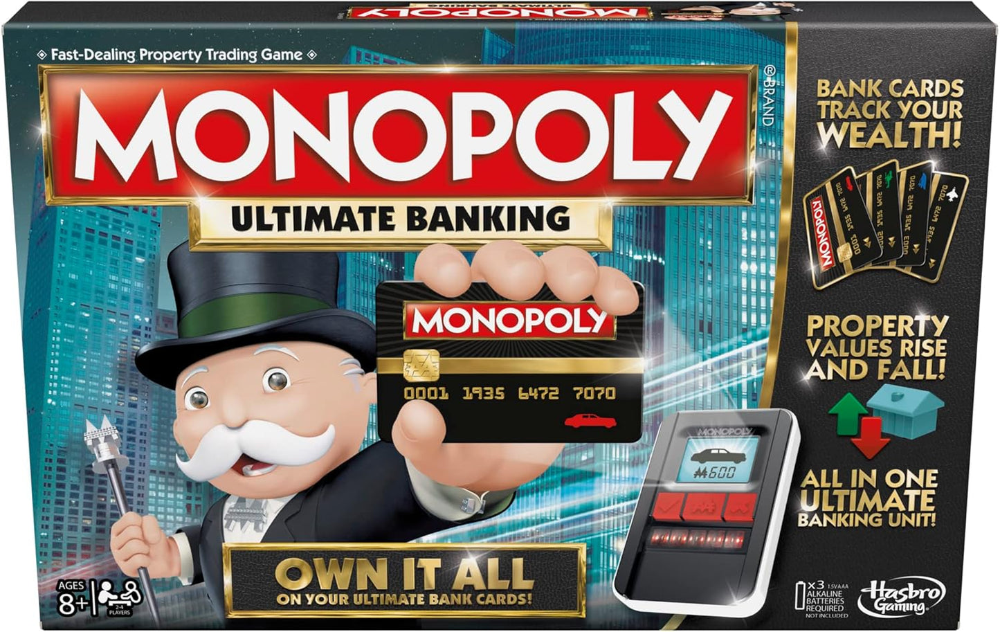 Hasbro Gaming Monopoly Ultimate Banking Edition Board Game for Families and Kids Ages 8 and Up, Electronic Banking Unit Nirvana Guru