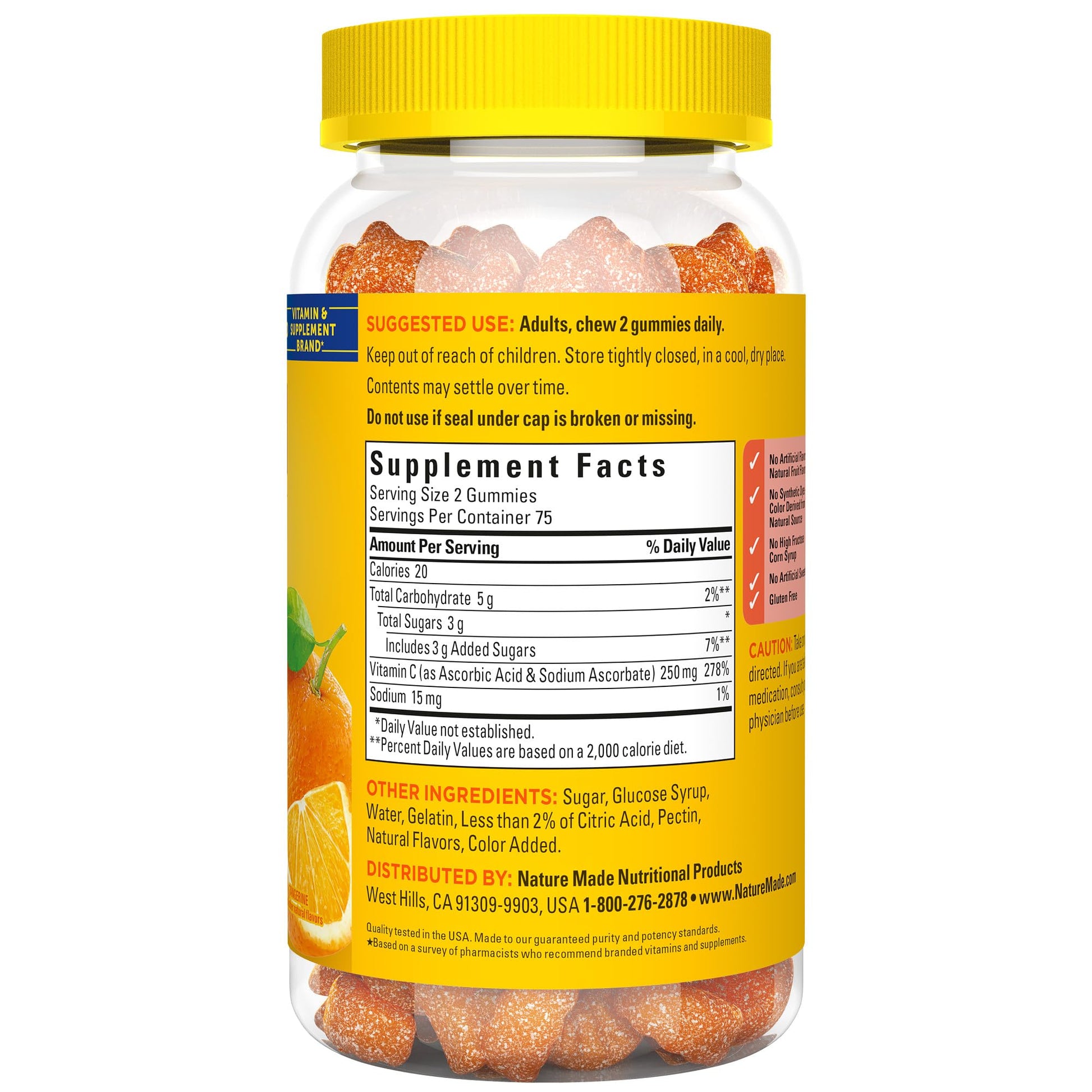 Nature Made Vitamin C 250 mg per serving, Dietary Supplement for Immune Support, 150 Gummies, 75 Day Supply - Nirvana Guru