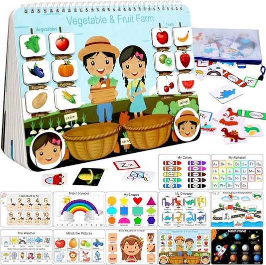 iHarPro Busy Book for Kids, Montessori Toys for Toddlers, Autism Sensory Educational Toys, Toddler Preschool Learning Activity Binder and Early Books - for Boys & Girls Develops Fine Motor Skills nirvanaguru