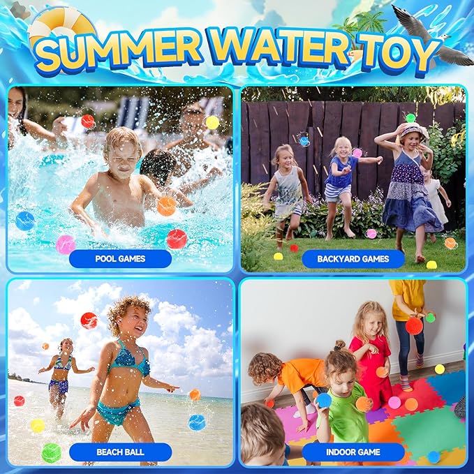 60 Pcs Reusable Water Balls, Reusable Water Balloons for Outdoor Toys and Games, Water Toys for Kids and Adults Boys and Girls - Summer Balls for Pool and Backyard Fun nirvanaguru