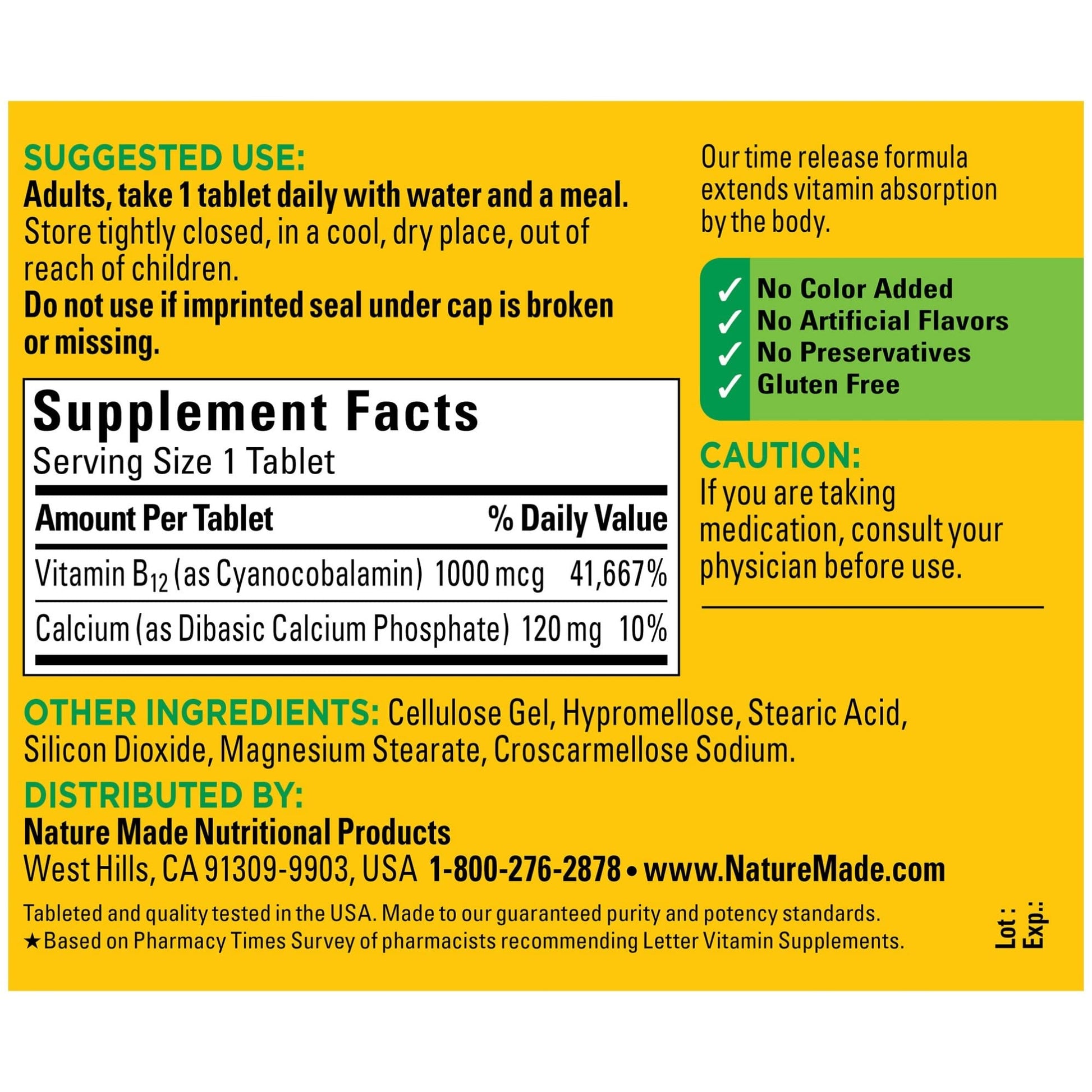 Nature Made Vitamin B12 1000 mcg, Dietary Supplement For Energy Metabolism Support, 160 Time Release Tablets, 160 Day Supply - Nirvana Guru