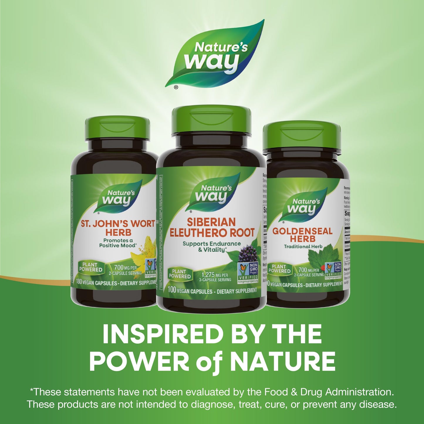 Nature's Way Premium Herbal Siberian Eleuthero Root Supplement, Supports Endurance & Vitality*, Adaptogen*, 1,275mg per 3-Capsule Serving, Non-GMO Project Verified, 180 Capsules (Packaging May Vary)