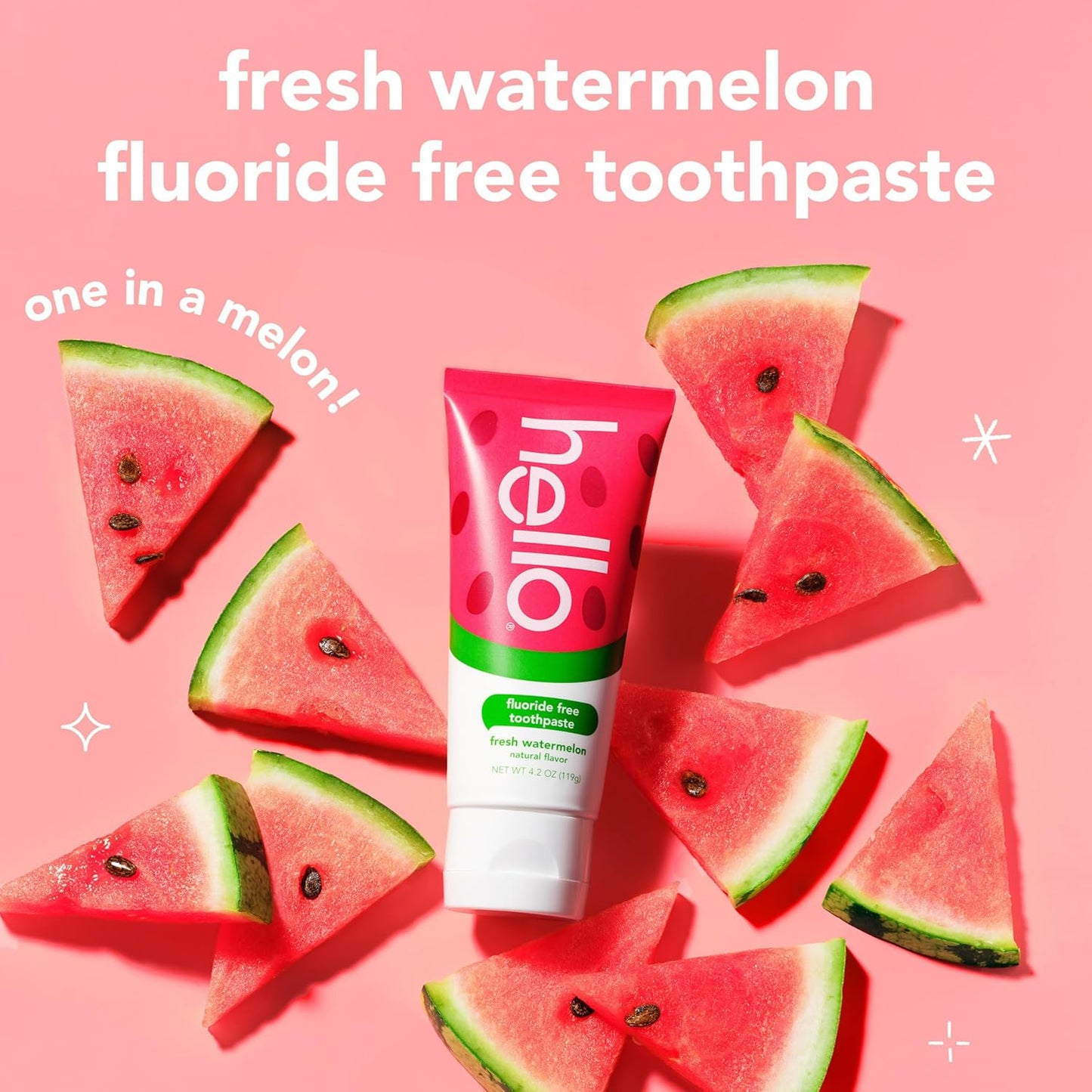 hello Fresh Watermelon Fluoride Free Kids Toothpaste, 4.2 Oz Tube Nirvana Guru
