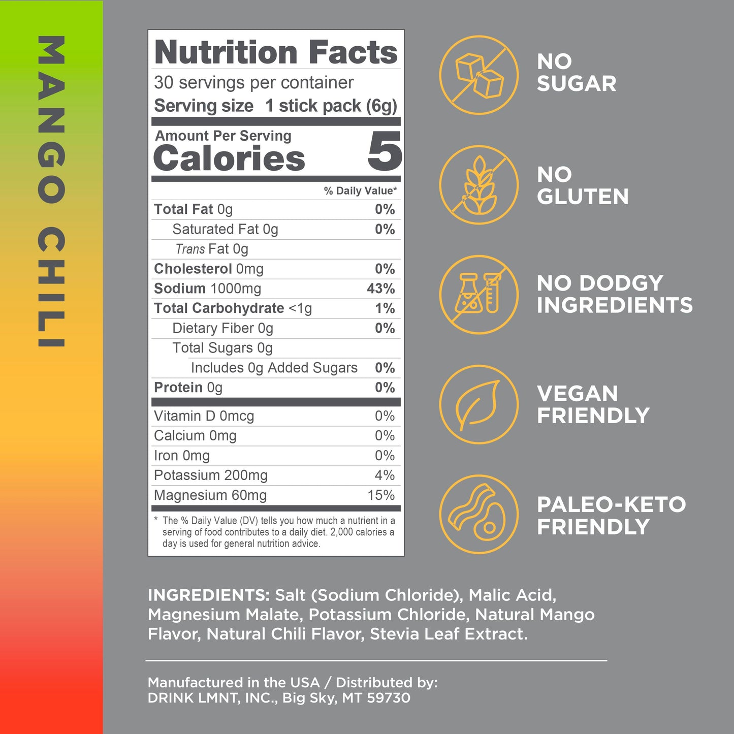 LMNT Zero Sugar Electrolytes - Watermelon Salt | Drink Mix | 30-Count
