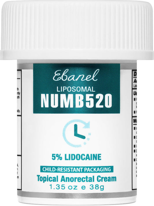 Ebanel 5% Lidocaine Numbing Cream, Pain Relief Burn Itch Numb Cream, Maximum Strength Topical Anesthetic with Allantoin, Vitamin E for Local and Anorectal Uses, Hemorrhoid Treatment, 1.35 Oz