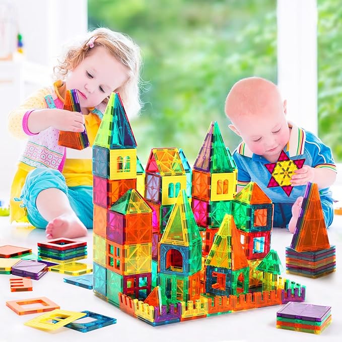 FNJO Magnetic Tiles, 110PCS Magnet Building Set, Magnetic Building Blocks,Construction STEM Learning and Playing Toys for Kids, Montessori Toy for Preschool Boys Girls Toddlers Classroom Must-Haves Nirvana Guru