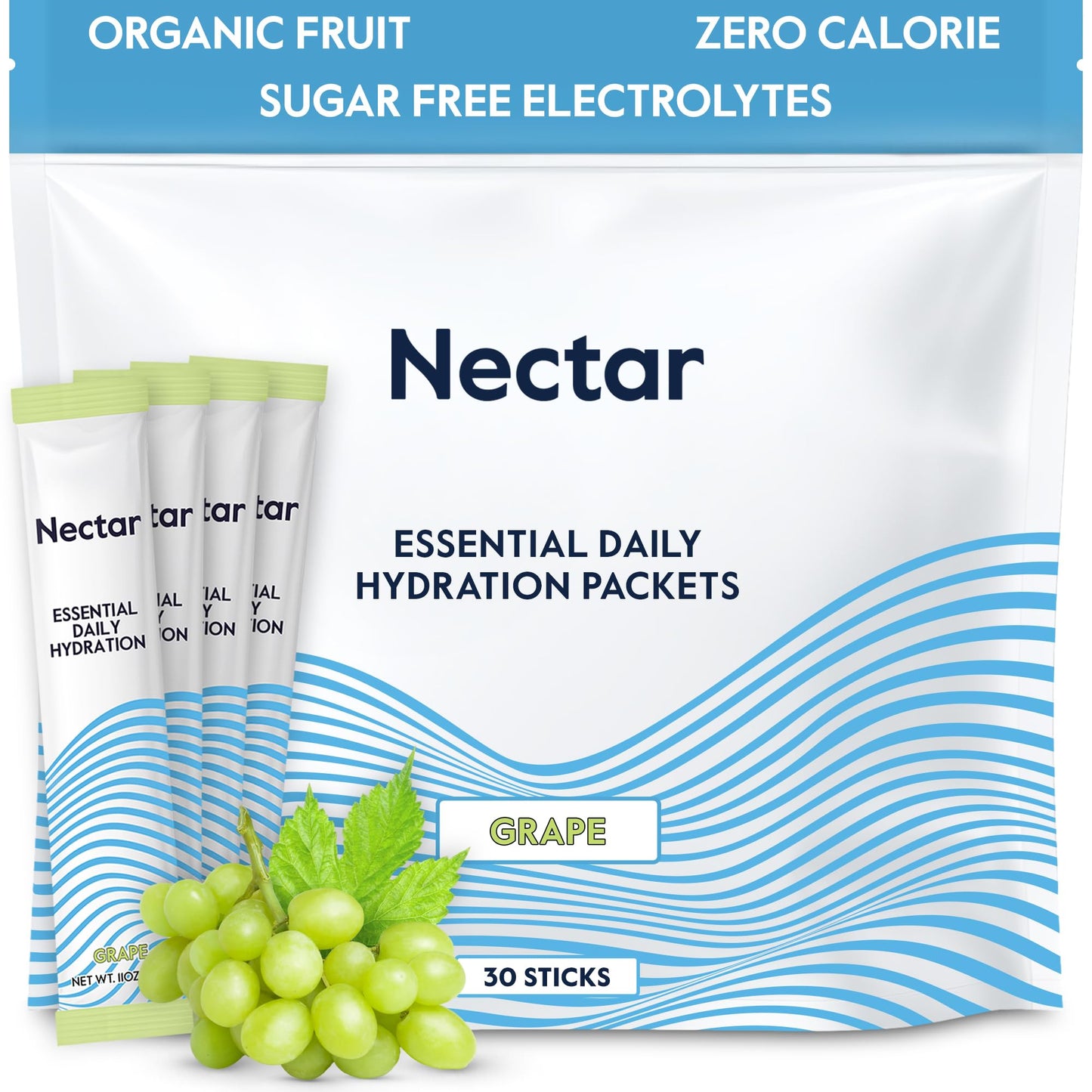 Nectar Hydration Packets - Electrolytes Powder Packets - Sugar Free & 0 Calorie - Organic Fruit Liquid Daily IV Hydrate Packets for Dehydration Relief & Rehydration (Tropical 30 Pack) - Nirvana Guru