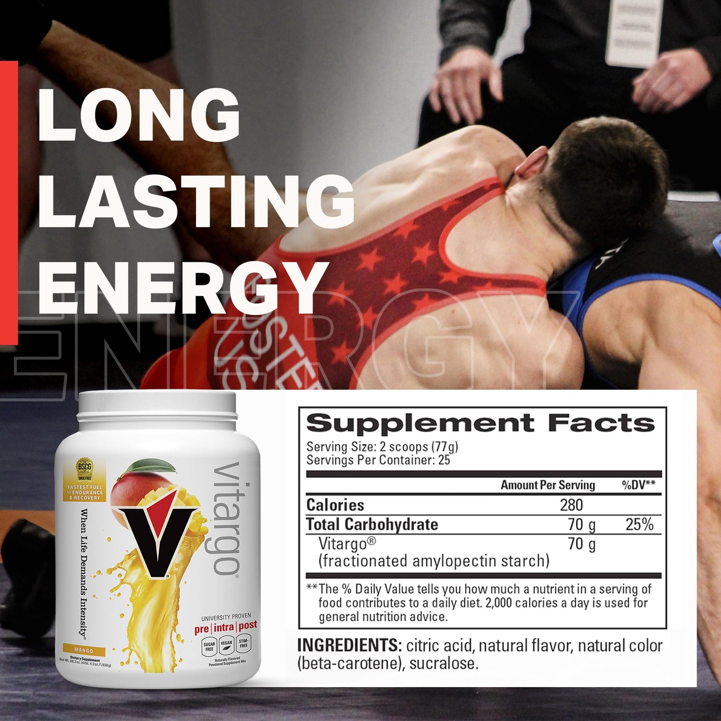 Vitargo Carbohydrate Powder, 2X Faster Absorbing, 4.4 LB Plain, Pre, Intra & Post, Sugar-Free Complex Carb Powder for Recovery, Endurance & Muscle Gain, Made in USA Nirvana Guru