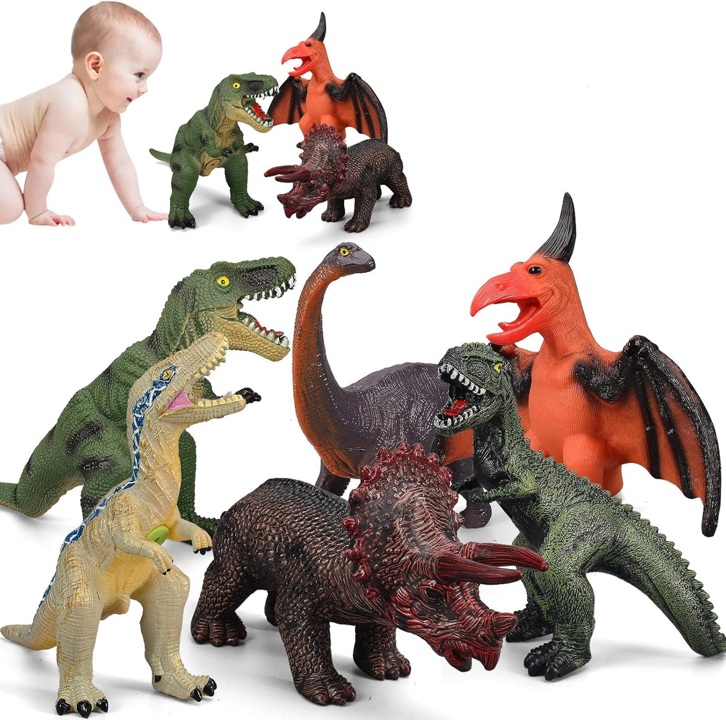 6 Piece Jumbo Dinosaur Toys for Kids 3-5 and Toddlers, Large Soft Dinosaur Toys for Lovers - Perfect Party Favors, Birthday Gifts Nirvana Guru