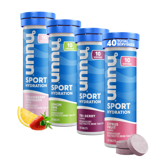 Nuun Sport Electrolyte Tablets with Magnesium, Calcium, Potassium, Chloride & Sodium, Gluten Free & Vegan, Strawberry Lemonade, 4 Pack (40 Servings Total)