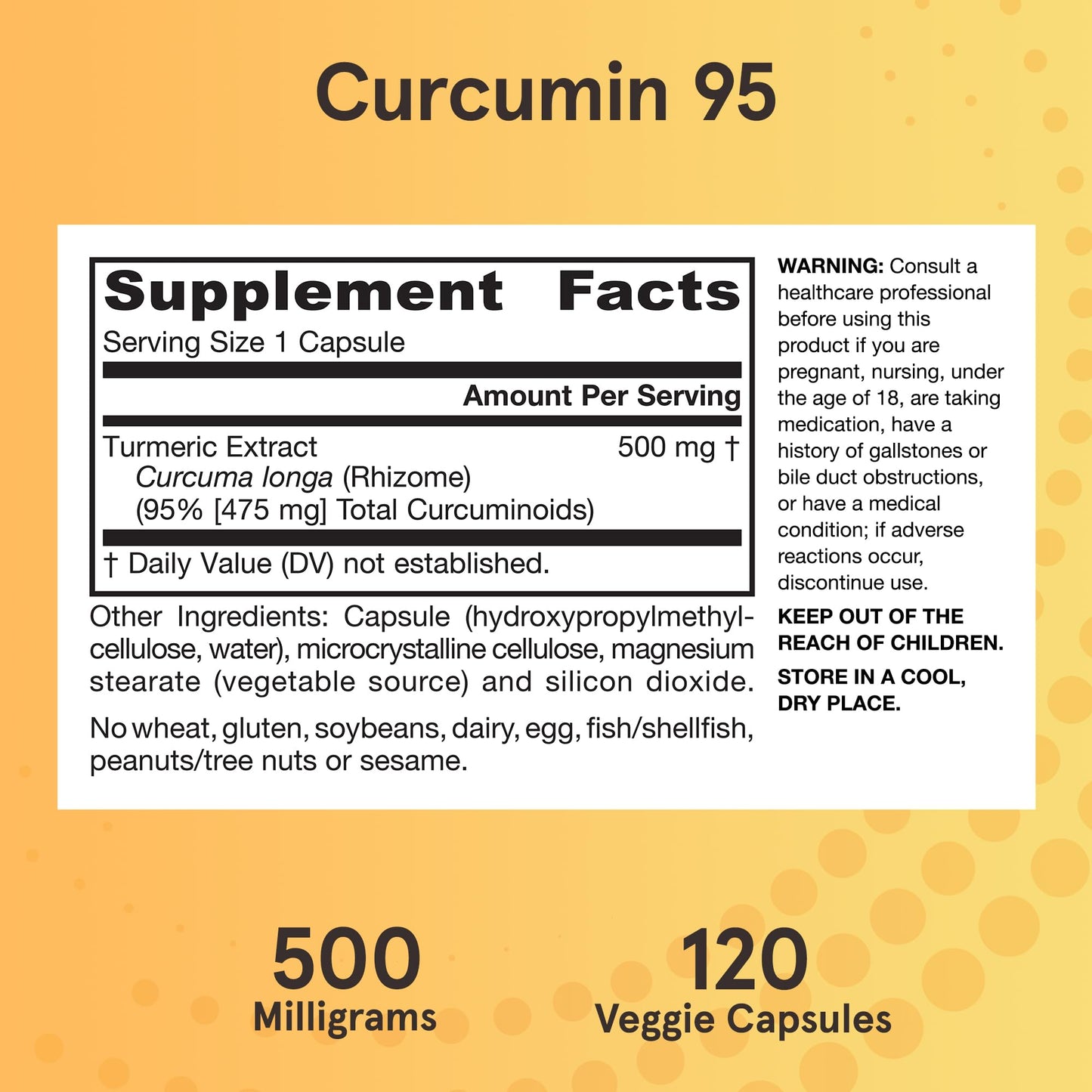 Jarrow Formulas Turmeric Curcumin Supplement - Curcumin 95, Turmeric Supplements, 500 mg for Antioxidant & Joint Support, 120 Capsules - Nirvana Guru