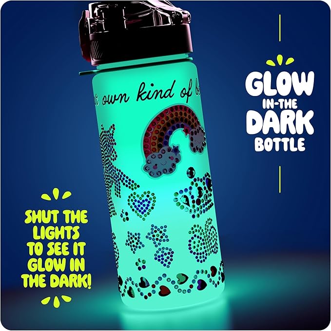 Dan&Darci Decorate Your Own Glow-in-The-Dark Water Bottle Kit for Girls - Gifts for Girl Ages 4-6 5-7 6-8 - 4 5 6 7 8 Year Old Birthday Gift Ideas - Arts and Crafts for Kids Age 6-8 - Unicorn Toys nirvanaguru
