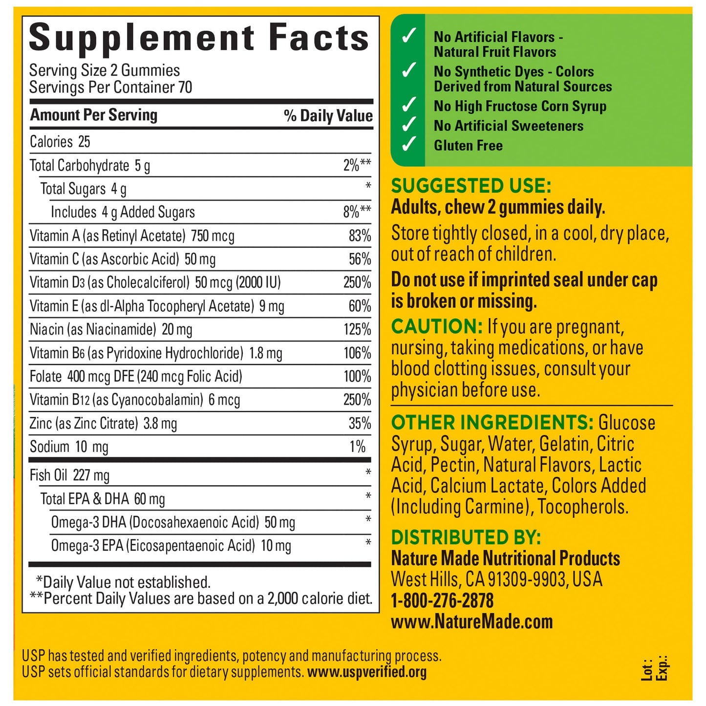 Nature Made Multivitamin + Omega-3, Dietary Supplement for Daily Nutritional Support, 140 Gummy Vitamins and Minerals, 70 Day Supply (Pack of 1) - Nirvana Guru