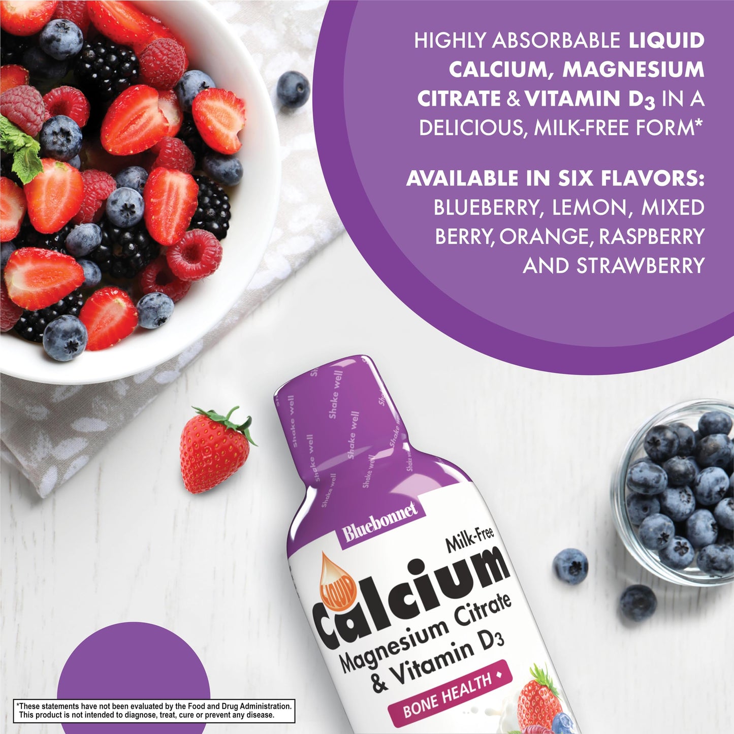 Bluebonnet Nutrition Liquid Calcium Citrate, Magnesium, Vitamin D3, Bone Health, Gluten Free, Soy Free, Milk Free, Kosher, 16 fl oz, 32 Servings, Mixed Berry Flavor Nirvana Guru