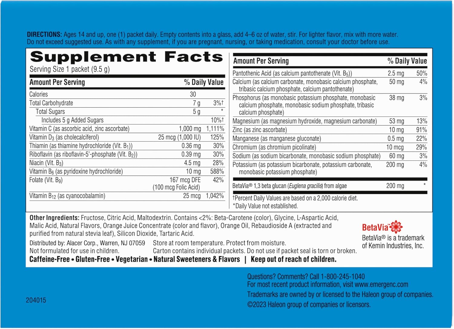 Emergen-C Immune+ Triple Action Immune Support Powder, BetaVia (R), 1000mg Vitamin C, B Vitamins, Vitamin D and Antioxidants, Raspberry – 30 Count Nirvana Guru