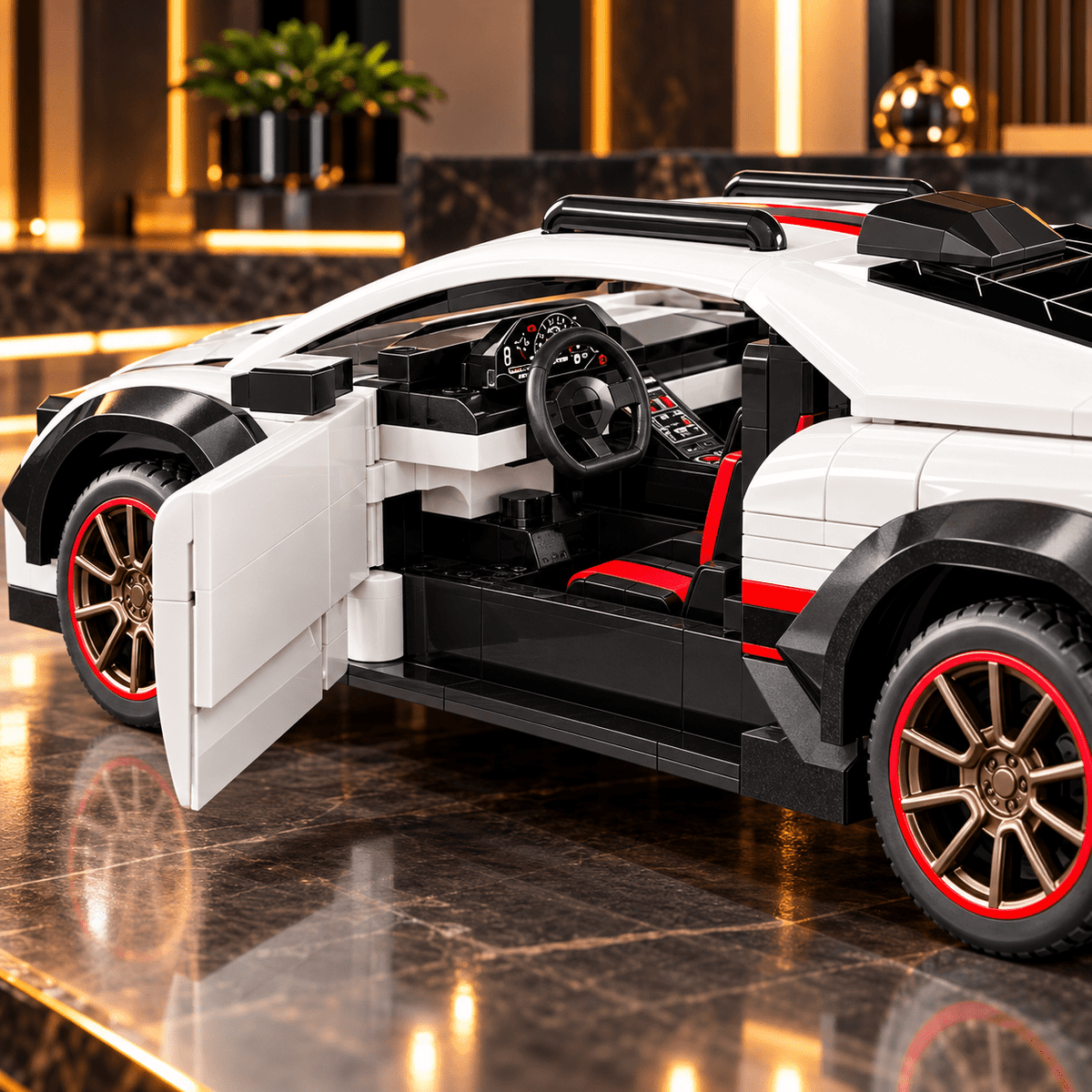 Mattel Brick Shop Hot Wheels Lamborghini Huracán Sterrato Building Toy Kit, 268 Pieces, Collector Set