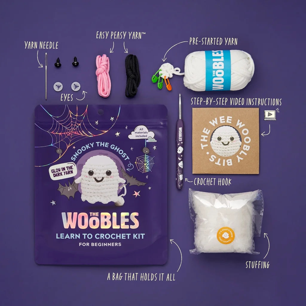 The Woobles Beginner Crochet Amigurumi Kits - Snooky The Ghost nirvanaguru