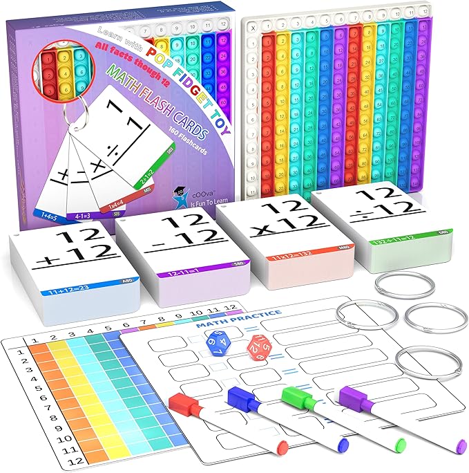 Math Games for Kids - Flash Cards for Kids - Pop it Practice with Addition, Subtraction, Multiplication & Division - Ideal for Math Learning and Skill Building. Nirvana Guru