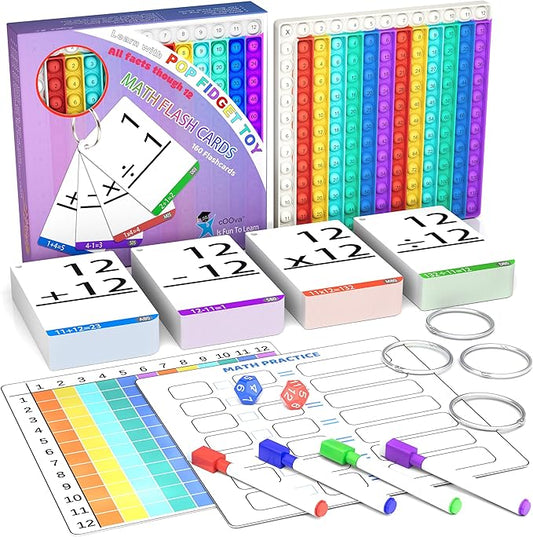 Math Games for Kids - Flash Cards for Kids - Pop it Practice with Addition, Subtraction, Multiplication & Division - Ideal for Math Learning and Skill Building. Nirvana Guru