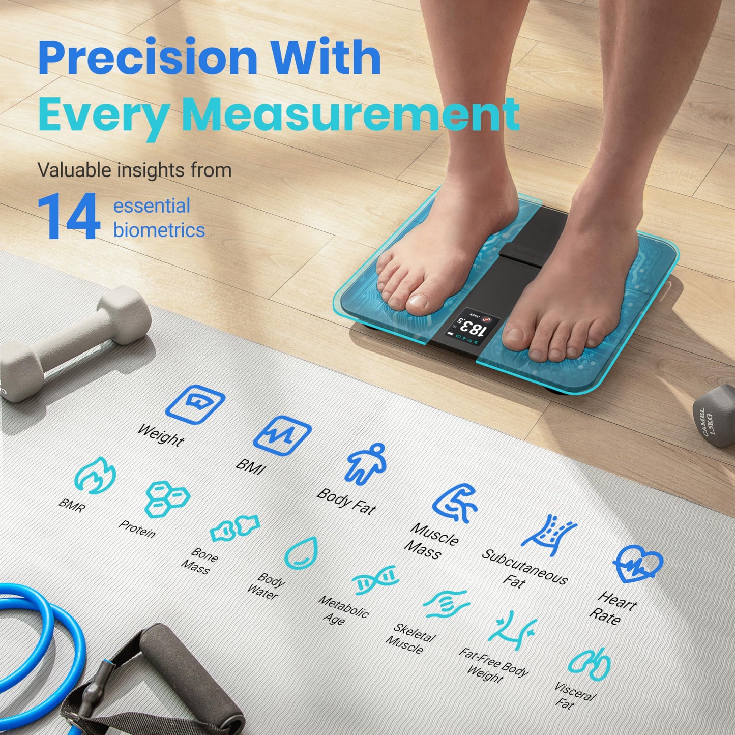 Etekcity Digital Body Weight Bathroom Scale, Large Blue LCD Backlight Display, High Precision Measurements,6mm Tempered Glass, 400 Pounds Nirvana Guru