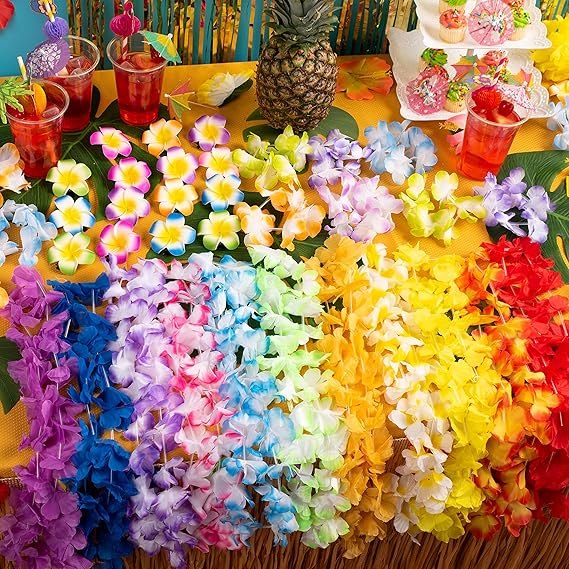 Joyin Toy 36 Counts Hawaiian Leis Bulk, Tropical Flower Lei Hawaiian Lei Beach Hawaii Luau Party Favors Decoration Birthday Party Supplies(3 Dozen) nirvanaguru