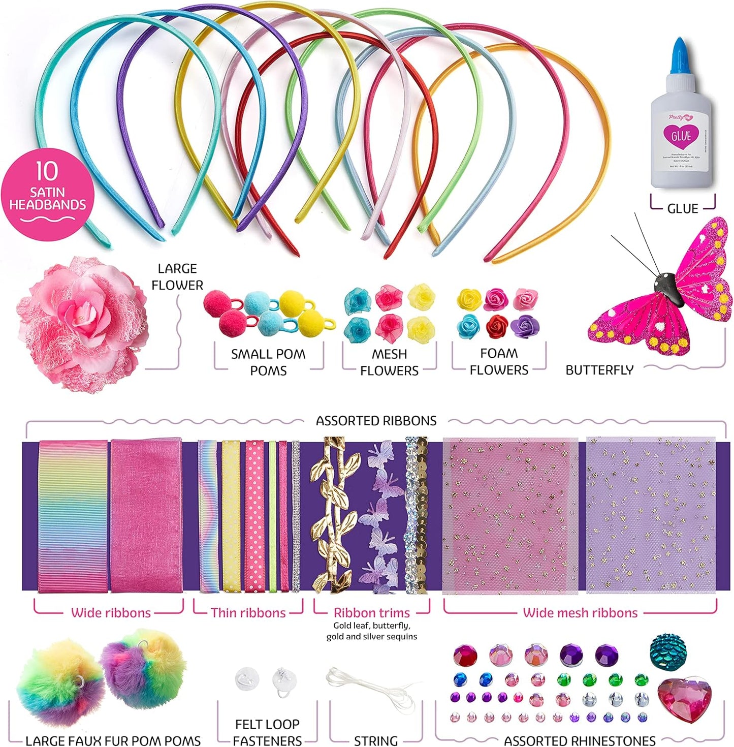 Pretty Me Headband Making Kit for Girls - Arts & Crafts Gift - Make Your Own Fashion Headbands for Kids - DIY Hair Accessories Set - Gift for Ages 5-12 Year Old Girl - Little Kids Art & Craft Gifts Nirvana Guru