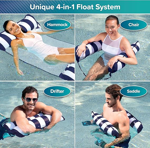 Aqua 4-in-1 Monterey Hammock Pool Float & Water Hammocks, 1-2-3-4 Multipacks – Multiple Colors/Styles – for Adults and Kids Floating nirvanaguru