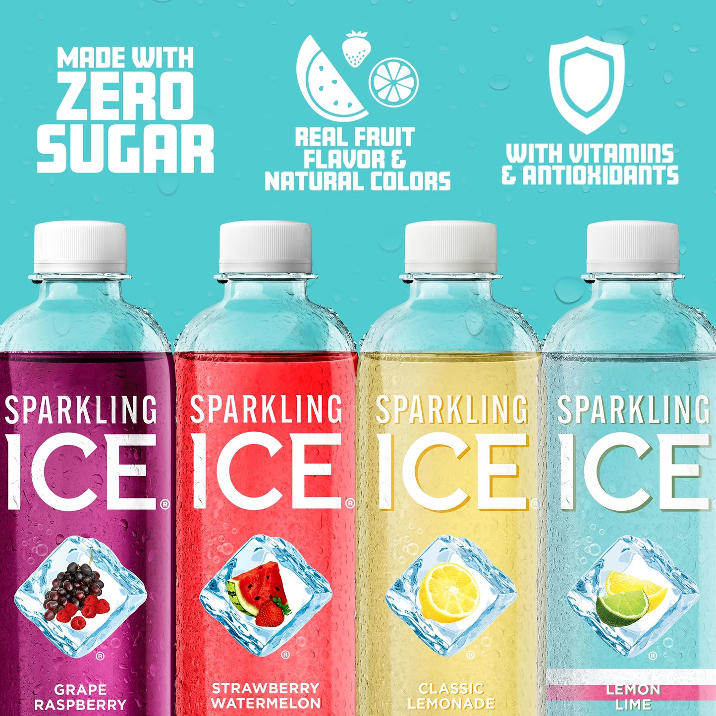 Sparkling Ice Purple Variety Pack, Flavored Water, Zero Sugar, with Vitamins and Antioxidants, 17 fl oz, 12 count (Black Raspberry, Cherry Limeade, Orange Mango, Kiwi Strawberry)