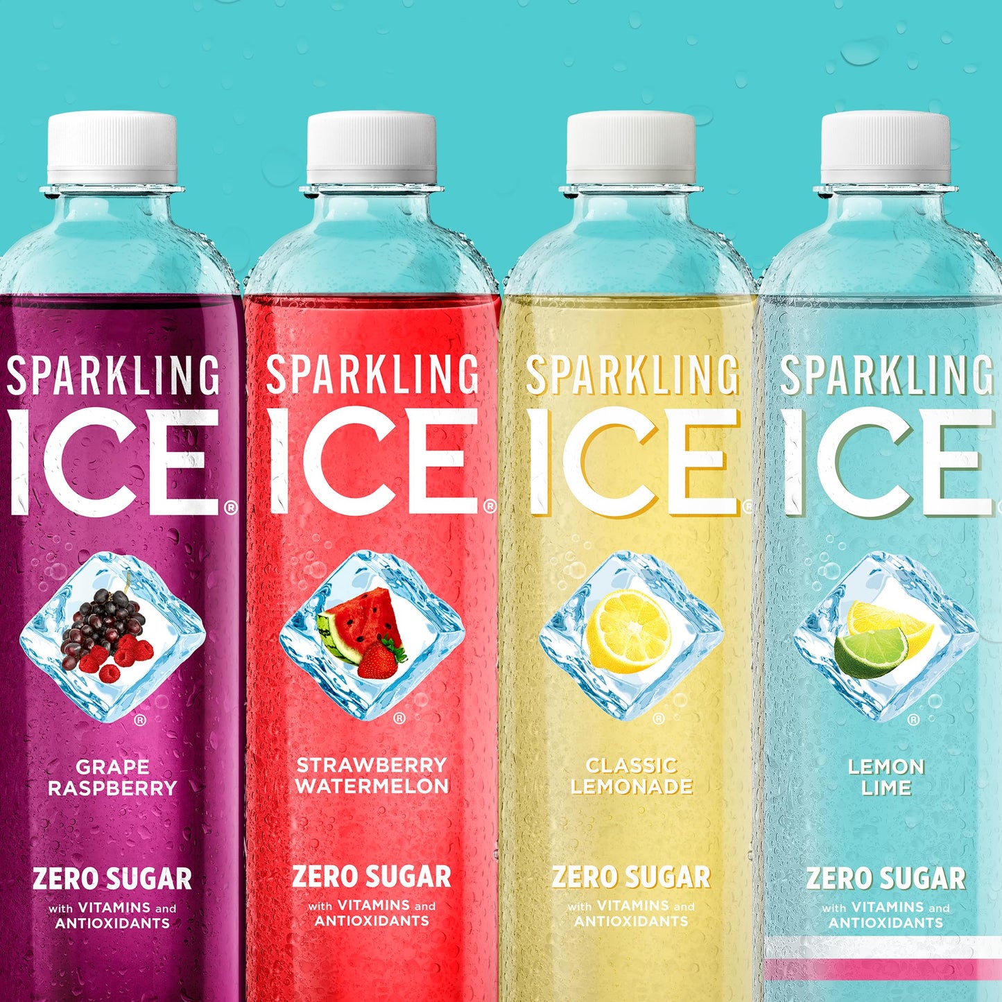 Sparkling Ice Purple Variety Pack, Flavored Water, Zero Sugar, with Vitamins and Antioxidants, 17 fl oz, 12 count (Black Raspberry, Cherry Limeade, Orange Mango, Kiwi Strawberry)