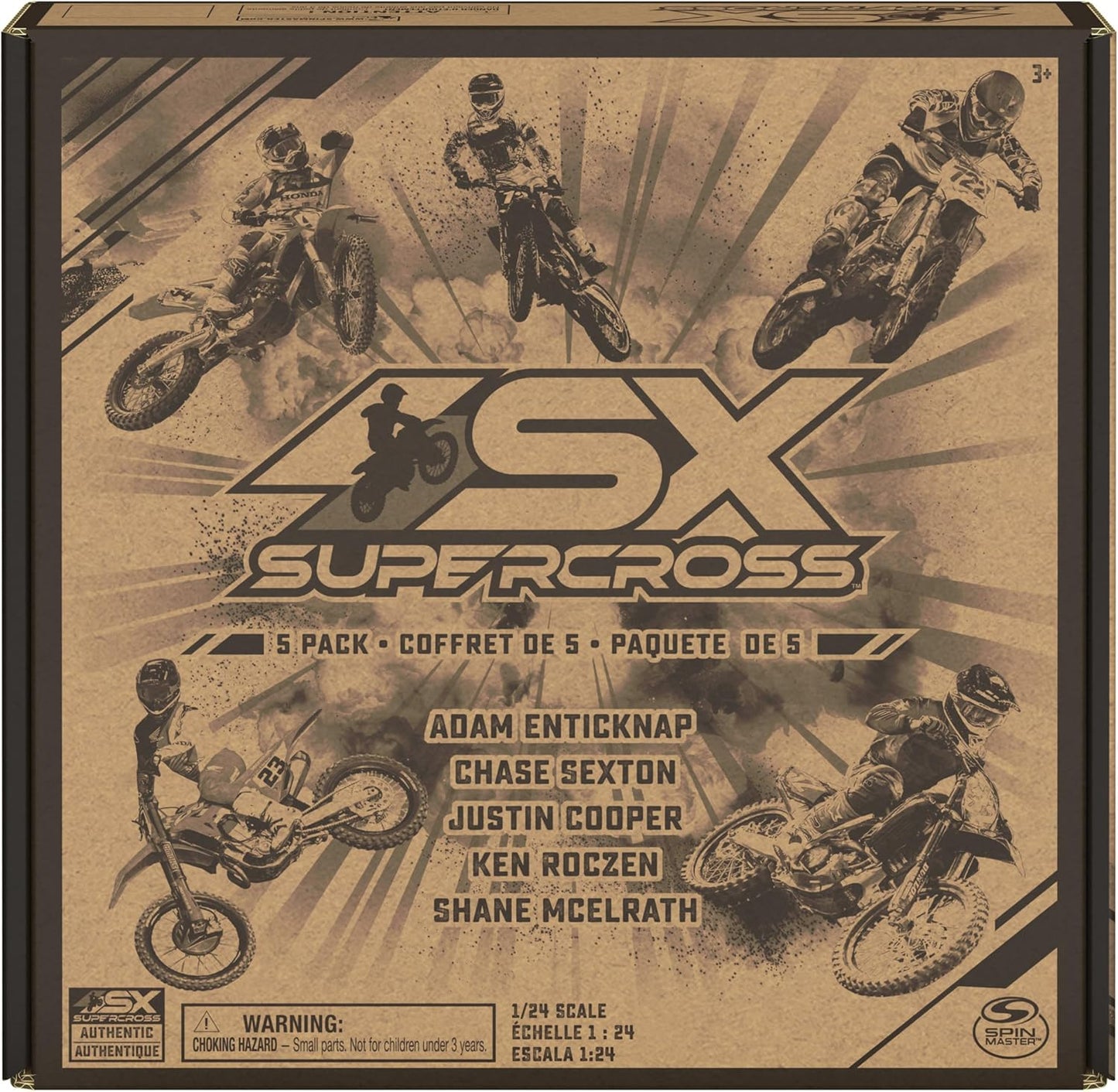 Supercross, Authentic 5-Pack of 1:24 Scale Die-Cast Motorcycles with Rider Figure, Toy Moto Bike for Kids and Collectors Ages 3 and up nirvanaguru