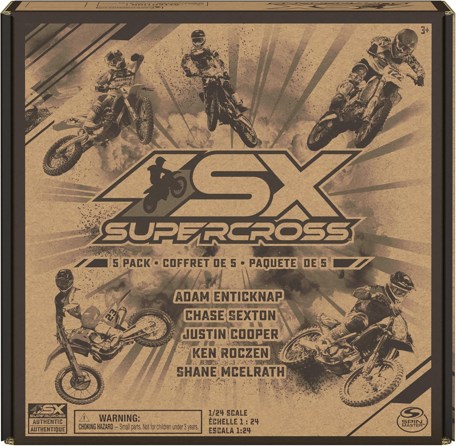 Supercross, Authentic 5-Pack of 1:24 Scale Die-Cast Motorcycles with Rider Figure, Toy Moto Bike for Kids and Collectors Ages 3 and up nirvanaguru
