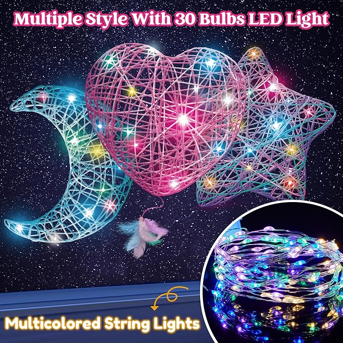 Klever Kits 3D String Art Kit for Kids, Light Up String Light Toy with 30 Multi-Colored LED Bulbs, Arts and Crafts Set, Birthday Gifts for Girls and Boys Ages 8+ nirvanaguru