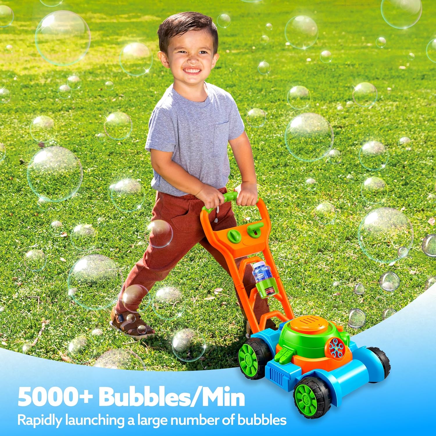 SLOOSH Bubble Lawn Mower Toddler Toys - Pretend Play Bubble Blower Machine Gardening Toy Leak-Proof for Indoor Outdoor Use, Push Toys Preschool Baby Boys Kids Halloween Birthday Gifts Nirvana Guru