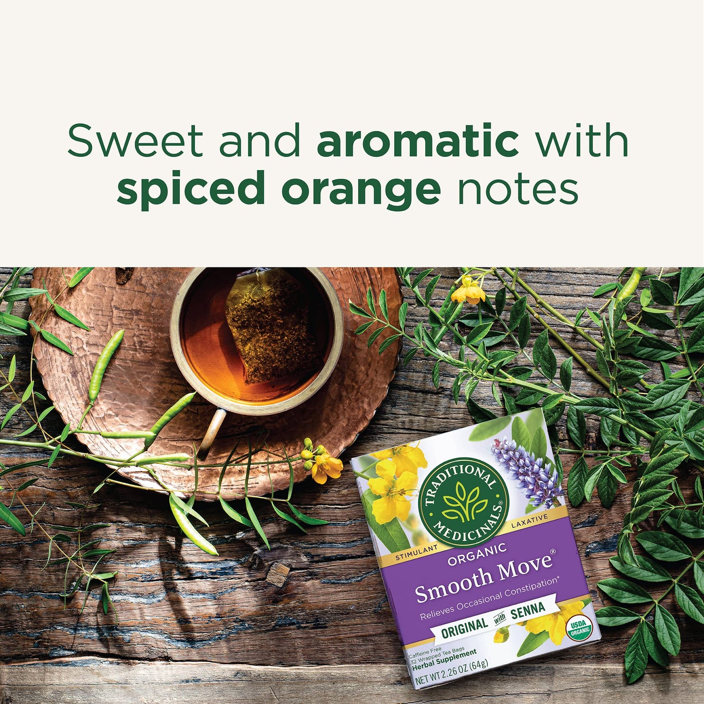 Traditional Medicinals Tea, Organic Smooth Move Peppermint, Relieves Occasional Constipation, Senna, 16 Tea Bags - Nirvana Guru