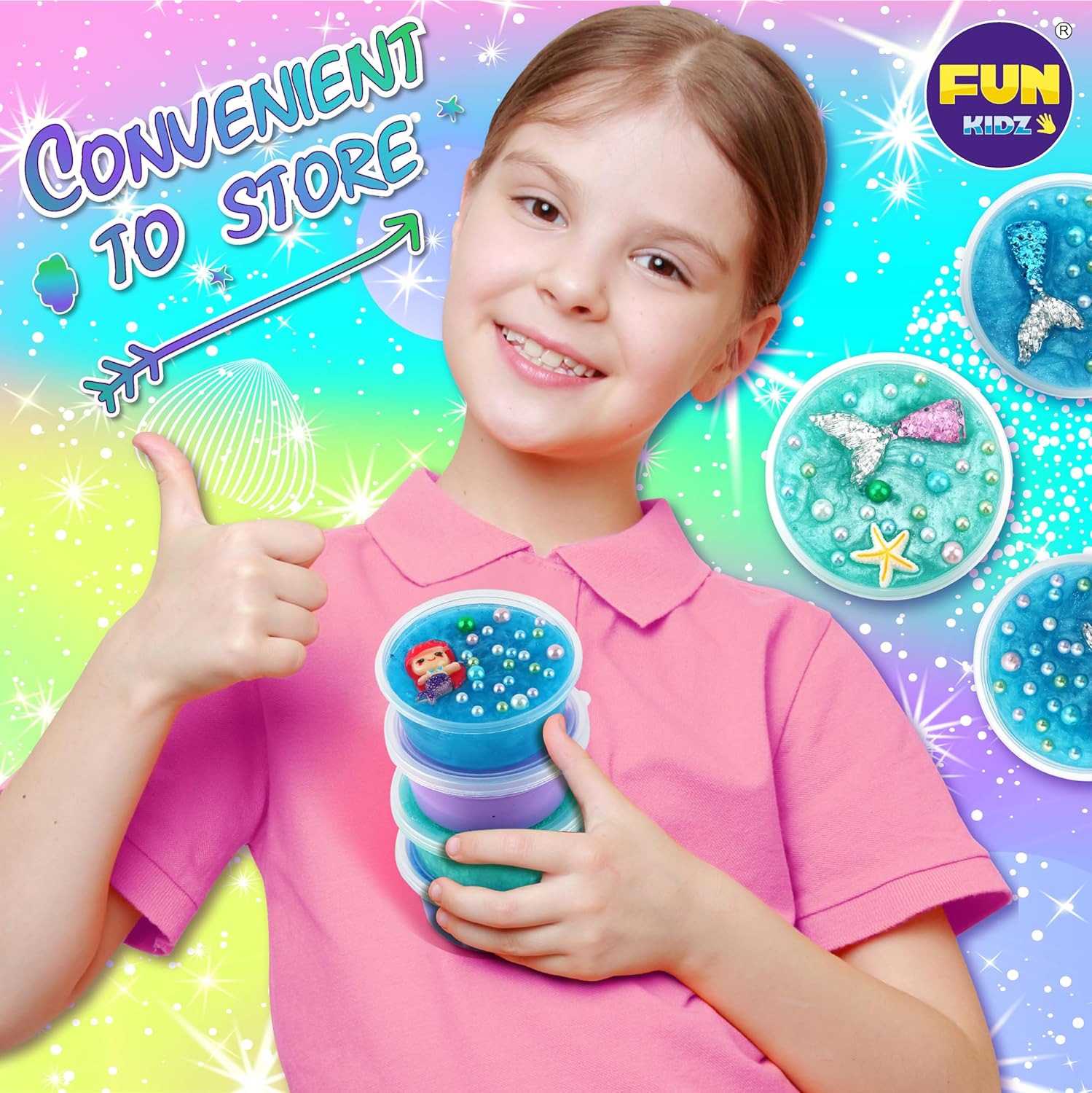 Summer Gift Mermaid Slime Kit for Girls, FunKidz Shimmer Slime Making Kit for Kids Age 8-12 DIY Soft Glitter Glossy Metallic Slime Toy Nirvana Guru
