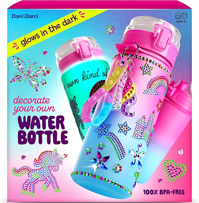 Dan&Darci Decorate Your Own Glow-in-The-Dark Water Bottle Kit for Girls - Gifts for Girl Ages 4-6 5-7 6-8 - 4 5 6 7 8 Year Old Birthday Gift Ideas - Arts and Crafts for Kids Age 6-8 - Unicorn Toys nirvanaguru