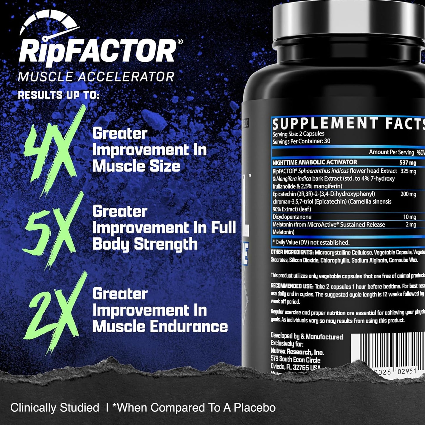 Anabol PM Nighttime Muscle Builder & Sleep Aid | Anabolic Muscle Building Supplement | Clinically Researched RIPFACTOR, Epicatechin & More | Post Workout Muscle Recovery & Strength – 60 Pills Nirvana Guru