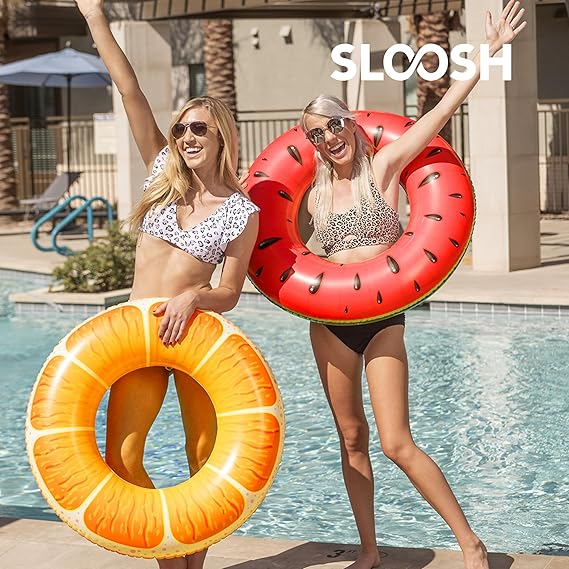 Sloosh 4 Pack Inflatable Pool Floats, Pool Tube Rings, Swim Tubes, Floaties Toys, Beach Swimming Party Toys for Kids and Adults Nirvana Guru