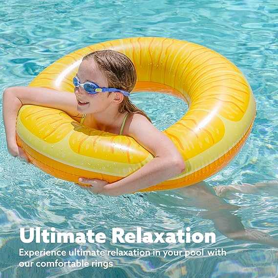 Sloosh 4 Pack Inflatable Pool Floats, Pool Tube Rings, Swim Tubes, Floaties Toys, Beach Swimming Party Toys for Kids and Adults Nirvana Guru