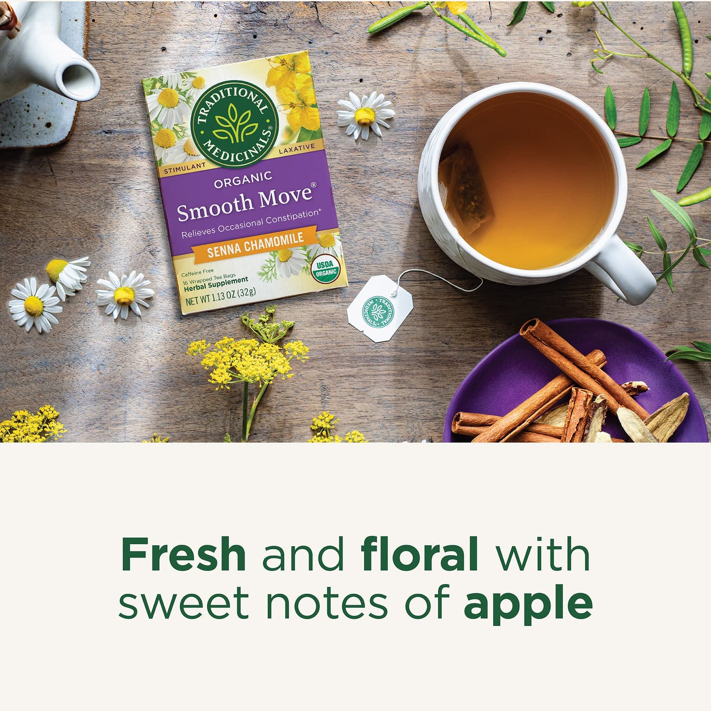 Traditional Medicinals Tea, Organic Smooth Move Peppermint, Relieves Occasional Constipation, Senna, 16 Tea Bags - Nirvana Guru