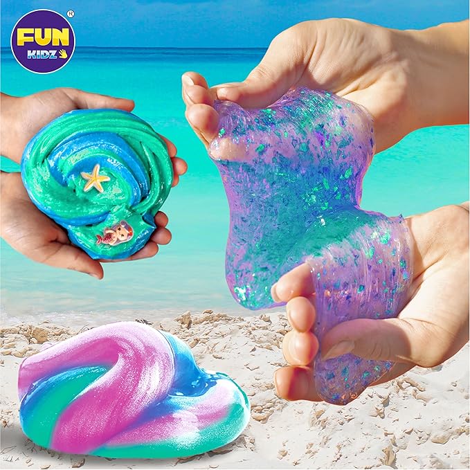 Summer Gift Mermaid Slime Kit for Girls, FunKidz Shimmer Slime Making Kit for Kids Age 8-12 DIY Soft Glitter Glossy Metallic Slime Toy Nirvana Guru