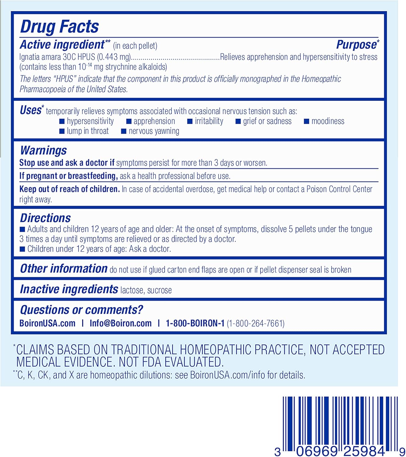 Boiron Ignatia Amara 30C Homeopathic Medicine for Relief from Emotional Stress, Hypersensitivity, Irritability, and Moodiness - 3 Count (240 Pellets) - Nirvana Guru